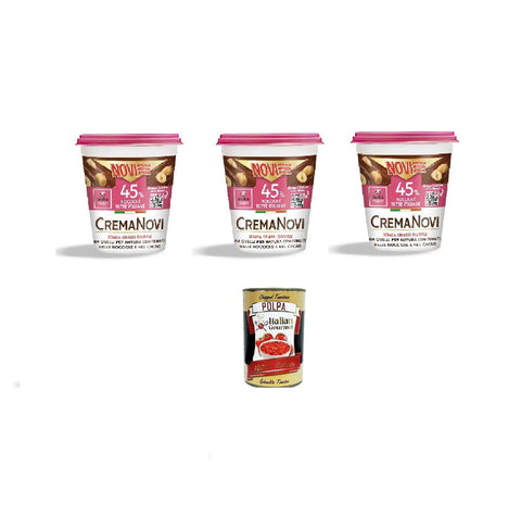 Novi CremaNovi 350 g, Italian Hazelnut Spread 3 x 350 g + Italian Gourmet Polpa 400 g