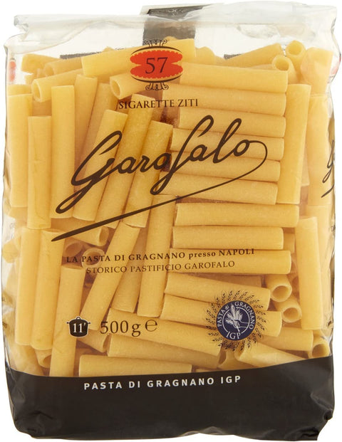 10 x Sigarettes Ziti N. 57 Neapolitan Durum Wheat Semolina Pack of 500 g Pasta IGP + Italian Gourmet Polpa 400 g