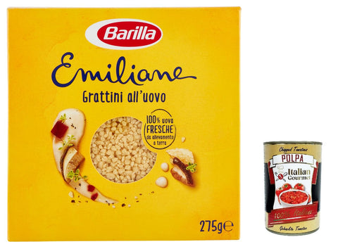 5 x Barilla Pasta all' Uovo Le Emiliane Grattini, egg noodles, pasta with egg 275 g + Italian gourmet polpa 400 g