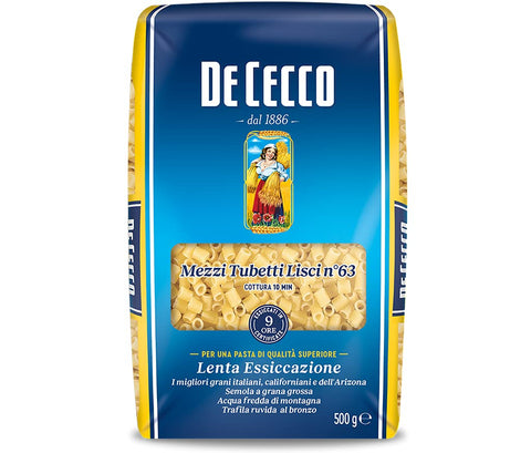 De Cecco Pasta 500 Half Tubes Smooth - [Pack of 12]