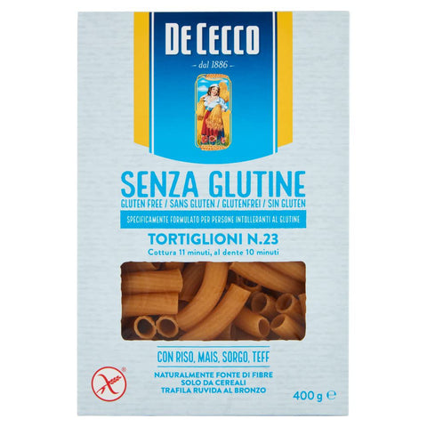 De Cecco Tortiglioni Senza Glutine No. 23 Gluten Free Pasta Noodles 400 g + Italian Gourmet Polpa 400 g Pack of 10