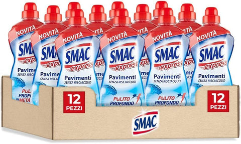 Smac Express Intensive Freshness for Floors, Multi-Surface Cleaner, Cleaning Effect without Rinsing, 12 x 1000 ml + Italian Gourmet Polpa 400 g