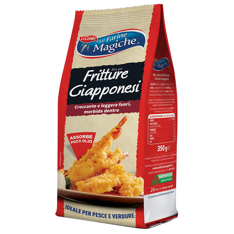 Lo Conte Le Farine Magiche Mix per Tempura Fritture Giapponesi Mix for Japanese Tempura Type "1" Soft Wheat Flour Ideal for Vegetables and Fish 350 g