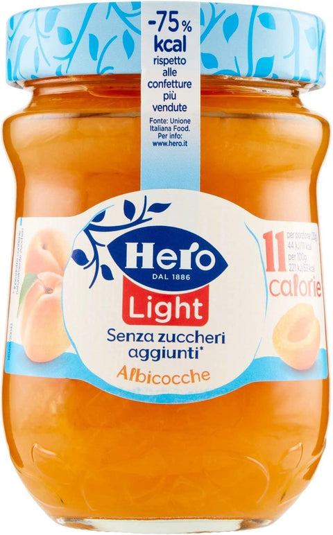 3 x Hero Light Albicocche Jam Light Spreads Apricot Italy 280 g