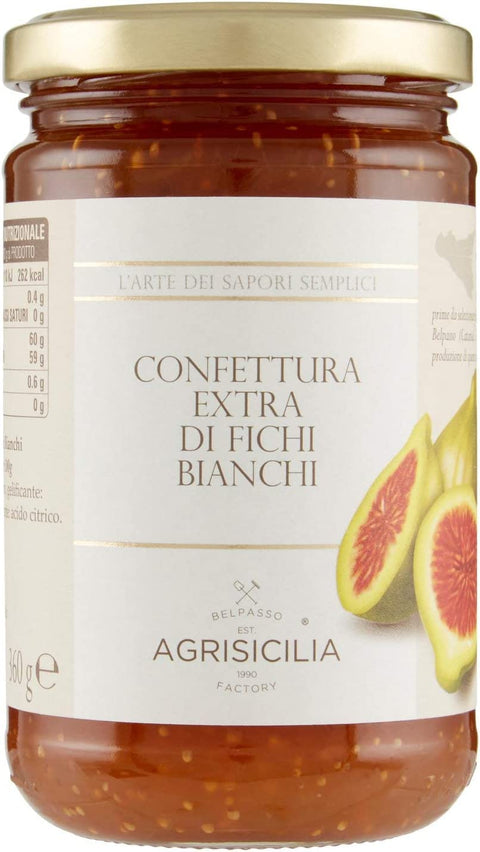 Agrisicilia Confettura Extra di Fichi Bianchi White Figs Extra Jam - 6 x 360 g