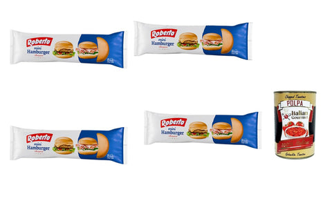 Roberto Mini Hamburger Buns 4 x 200 g (Total 32 Mini Buns) Ideal for Snacks & Party Burgers, Soft & Oven-Fresh, Long Lasting + Italian Gourmet Polpa