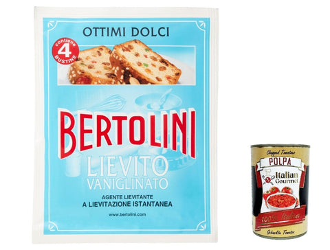 3x Bertolini Lievito vanigliato, instant sourdough vanilla yeast, 4 bags of 64 g, gluten-free + Italian gourmet polpa 400 g