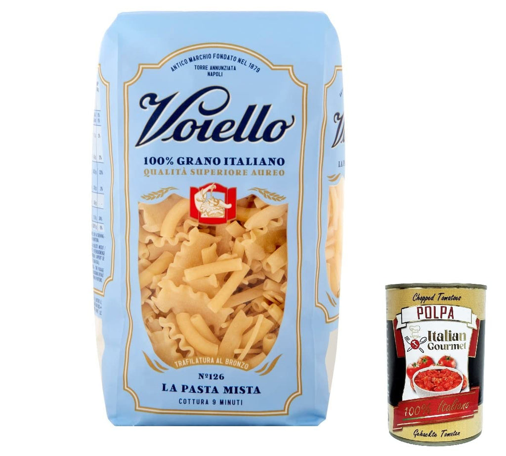 5 x Voiello Pasta La Pasta Mista Noodles 100% Italian N 126 500g + Italian Gourmet Polpa 400g