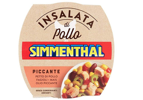 Simmenthal Insalata Di Pollo Piccante Spicy Chicken Salad, Chicken Breast with Beans, Corn and Spicy Oil, 160 g, Ready Meal, Free from Preservatives, Pack of 12