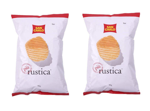 2 x San Carlo Rustica Chips, Patatine, Salted Potato Chips, 50 g, Potato Chips