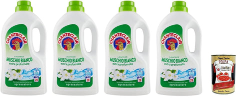 Chanteclair Lavatrice White Musk Detersivo Liquido - Liquid Detergent for Washing Machine - Detergent Formula with Degreaser, 28 Washes, 4 x 1260 ml + Italian Gourmet Polpa 400 g