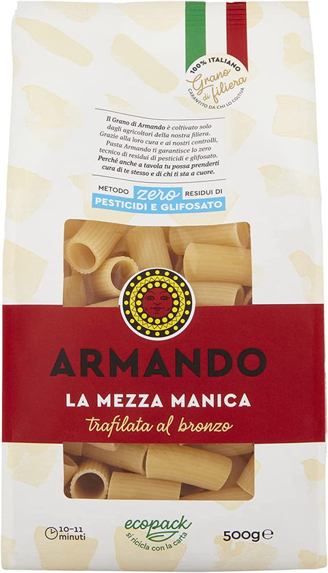 Il Grano Di Armando La mezza Manica Italian Wheat Bronze Drawn 100% Italian Pasta, 500 g, Pack of 10