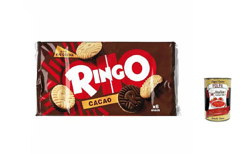 12 x Pavesi Ringo Cocoa Cacao Biscuits Biscuits Cookies 330 g Family Package + Italian Gourmet Polpa 400 g