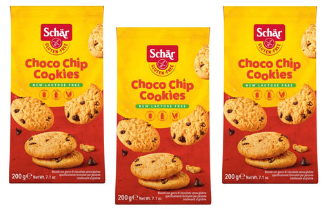 Schär Gluten Free Choco Chip Cookies with Chocolate Drops Gluten Free 200 g Bag Pack of 3
