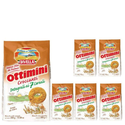 Divella Biscotti Ottimini Croccanti ai 7 Cereali 6 Confezioni da 300 g