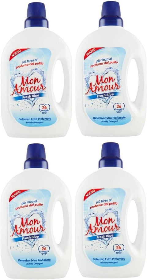 FELCE AZZURRA Mon Amour Fresh Blue Detersivo, Liquid Detersivo, 26 Washes, 1.560 L, Pack of 4
