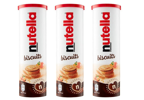 3 x Ferrero Nutella Biscuits Biscotto con un Cremoso Cuore di Nutella Biscuits with Creamy Nutella Heart Biscuits 166 g Tube
