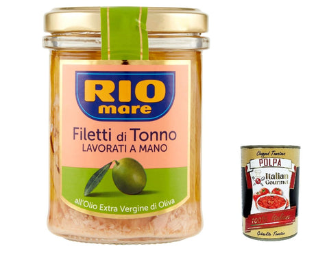 6 x Rio Mare Filetti di Tonno all'Olio Extravergine di Oliva Tuna Fillets in Extra Virgin Olive Oil, 180 g + Italian Gourmet Polpa 400 g