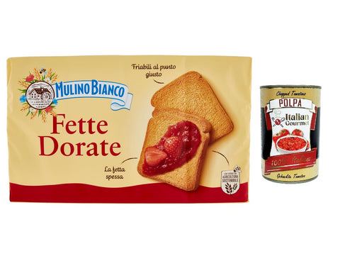 3 x Mulino Bianco fats biscottate Le Dorate 630 g rusk biscuits + Italian gourmet polpa 400 g