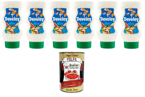 Salsa Kebab Senza Glutine, Gluten-Free Kebab Sauce 6 x 410 ml + Italian Gourmet Polpa 400 g