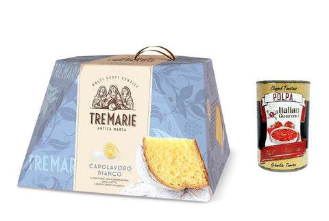 Tre Marie Capolavoro Bianco Soft Christmas Cake with Powdered Sugar 800 g + Italian Gourmet Polpa 400 g