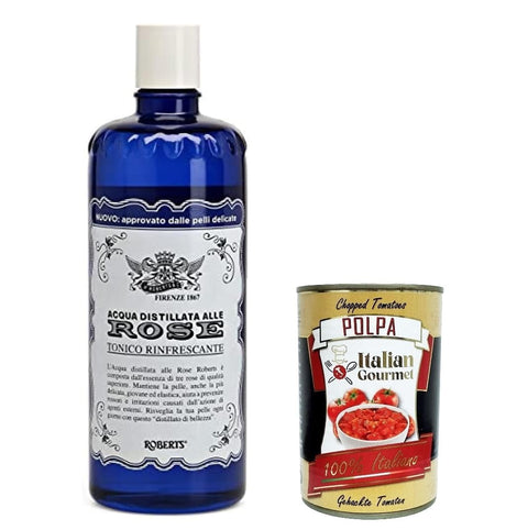 12 x Acqua alle Rose, Tonico Viso, Face Mouth with Distilled Water with Roses - Refreshing Formula with Moisturising and Radiant Properties, 300 ml + Italian Gourmet Polpa 400 g