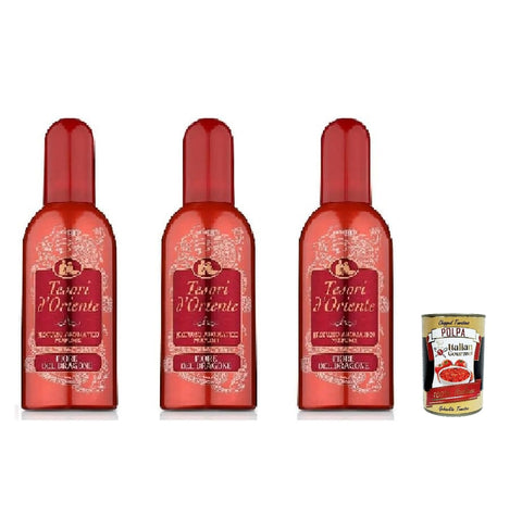 Tesori D'oriente Fiore del Dragone 100 ml, Fruity Aromatic Perfume 3 x 100 ml + Italian Gourmet Polpa 400 g