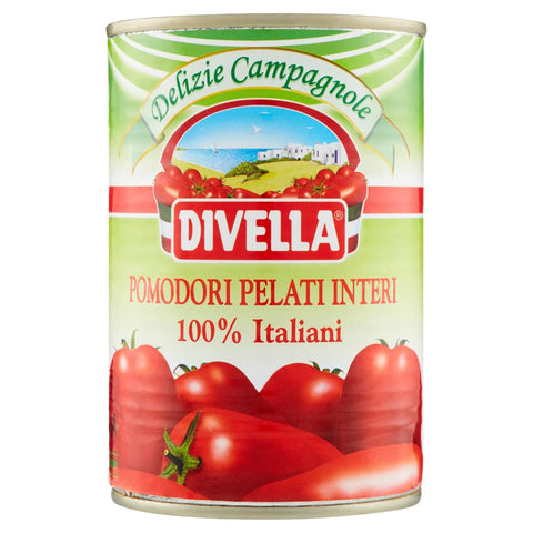 Divella Pomodori Pelati Plum Peeling Tomatoes, 100% Italian 24 x 400 g + Italian Gourmet Polpa 400g