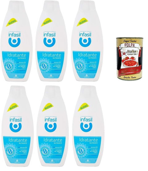 Infasil Moisturising Shower Gel, Nourishing, Clinically Tested and Skin-Friendly, Bubble Bath 6 x 500 ml + Italian Gourmet Polpa 400 g