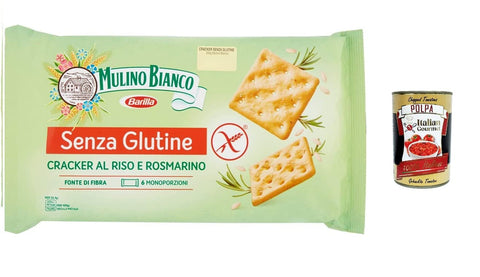 Mulino Bianco Gluten-Free Cracker Crackers with Rice and Rosemary, Fibre Source, Palm Oil Free, 200 g Pack with 6 Practical Individual Servings, Pack of 12
