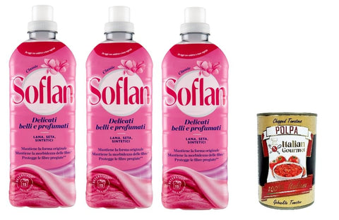 Soflan Fabric Softener for Delicate Washes, Beautiful and Fragrant, 3 x 900 ml + Italian Gourmet Polpa di Pomodoro 400 g