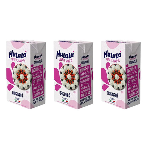 3 x Hulalà Panna da Montare Zuccherata Sweetened Confectionery Product Cream to Assemble 500 ml Lactose-free and Free from Hardened Fat Italian Product Based on Vegetable Fats