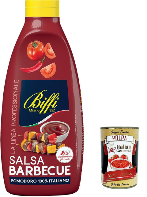 Biffi Linea Professional Barbecue Sauce BBQ 900g with 100% Italian Tomato + Italian Gourmet Polpa 400g Pack of 6