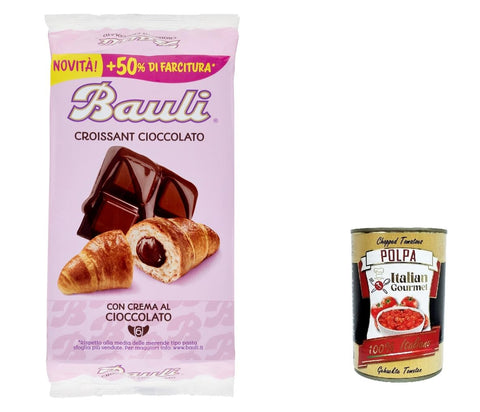 3 x Bauli Cornetti Cioccolato Croissant Chocolate Brioche Cake Chocolate (6 x 50 g) 300 g + Italian Gourmet Polpa 400 g