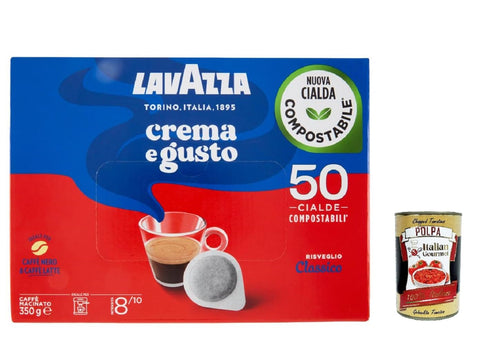 Lavazza Crema e Gusto Cialde 50 Pieces E.S.E. 44 mm - Intensity 8/10, Classic Roasting, Compatible with ESE Pad Machines, Compostable, Italian Espresso + Italian Gourmet Polpa
