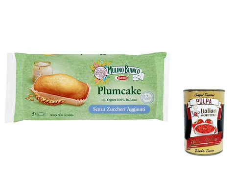12 x Mulino Bianco Plumcake without Added Sugar Snack Italian Yoghurt Pack of 5 155 g + Italian Gourmet Polpa 400 g