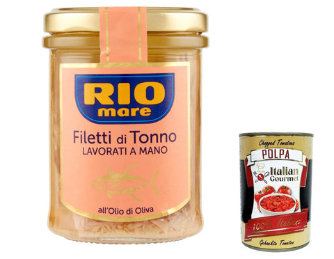3 x Rio Mare Filetti di Tonno all'Olio di Oliva Tuna Fillets with Olive Oil, Handmade, 180 g + Italian Gourmet Polpa 400 g