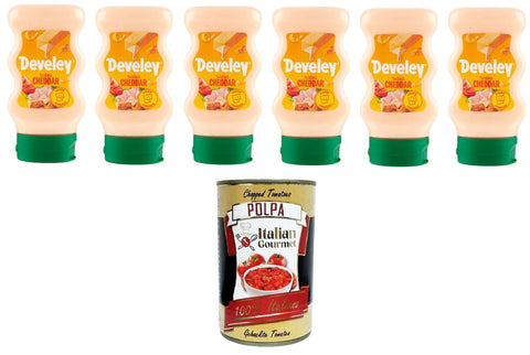 Salsa Cheddar, a Base di Formaggio, Cheddar Sauce, Cheese Base 6 x 250 ml + Italian Gourmet Polpa 400 g