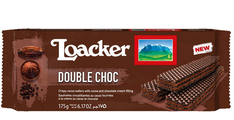 12x Loacker Wafer Double Choc Cookies Waffles with Chocolate and Cocoa Cream 175 g