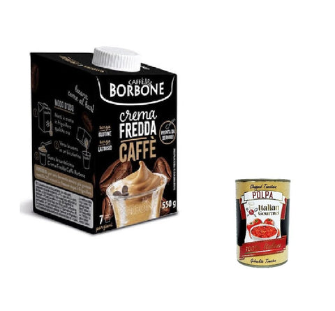 Italian Gourmet E.R. 6 x Crema Fredda Caffè Borbone Coffee Cold Cream Coffee Drink Milk Based Cream with Coffee 550 ml + Italian Gourmet Polpa 400 g