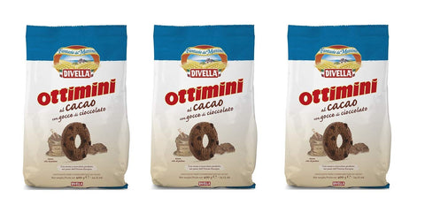 3 x Divella ottimini cocoa biscuits 400 g Italy cocoa cookies cake brioche