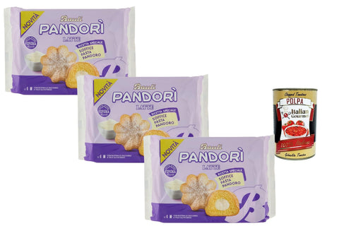 Bauli Pandori Latte Mini Cake, Soft Italian Yeast Pastry with Milk Cream, 3 x 178 g (Pack of 12) + Italian Gourmet Polpa