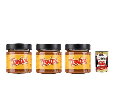 Twix crema spalmabile 200 g, chocolate caramel spread cream, 3 x 200 g, Italian gourmet polpa 400 g