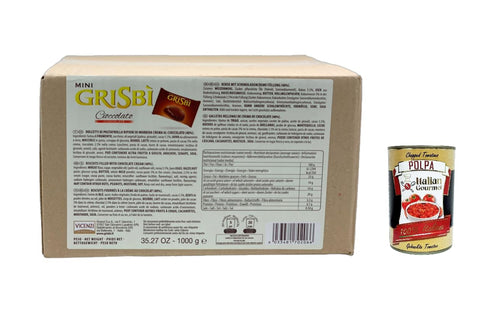 Grisbì Mini Cioccolato - Individually Wrapped Filled Biscuits with Chocolate Cream, Italian Pastry, Party & Office Snack, [Weight e.g. 1 kg] - by Matilde Vicenzi + Italian Gourmet Polpa 400g