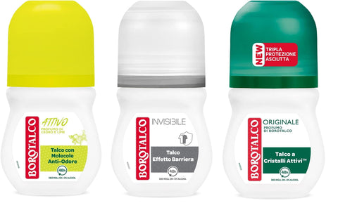 Borotalco Deodorant Roll On Alcohol-Free and with Talc with Anti-Odour Molecules, 48h 50 ml + Italian Gourmet Polpa 400g