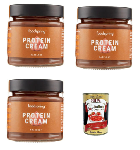 Protein Cream, 3 x 200 g, Chocolate Cream with High Protein Content with 85% Less Sugar + Italian Gourmet Polpa 400 g