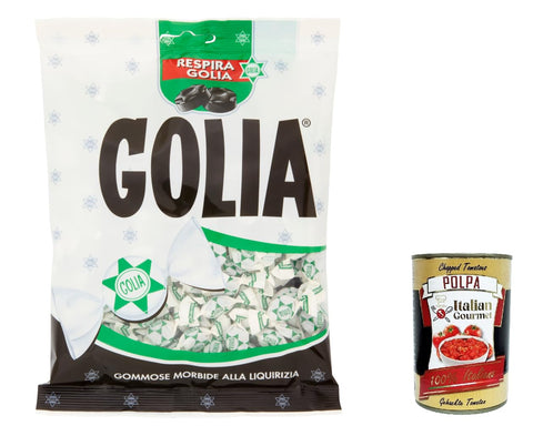12 x Golia Farfallina Gummy Candies, Liquorice Flavour, Sweets Individual in a 160 g + Italian Gourmet Polpa 400 g