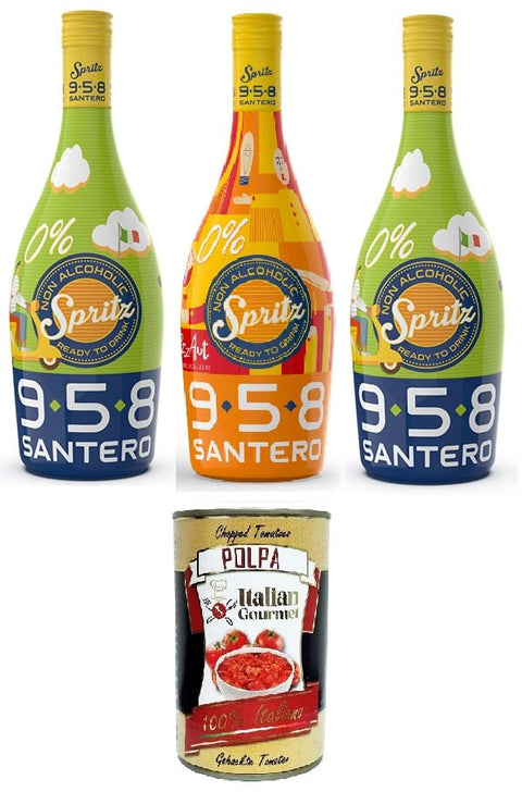 Santero 958 Spray 0% Alcohol-Free 3 x 750 ml + Italian Gourmet Polpa 400 g