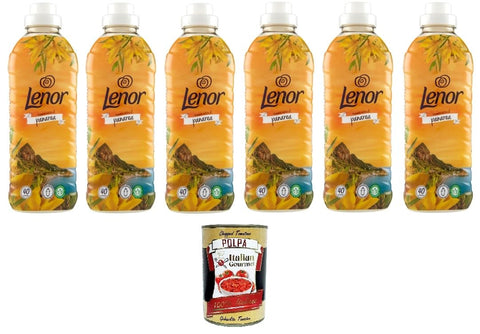 Fabric Softener Concentrate, Atmospheres of Italy Panarea, 40 Washes, 6 x 840 ml + Italian Gourmet Polpa 400 g