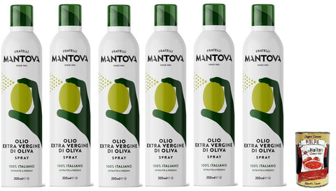 SPRAYLEGGERO 100% Italian Extra Virgin Olive Oil, Cold Pressed 6 x 200 ml - Thanks to the Practical Spray Bottle, You Can Save up to 90% of Oil + Italian Gourmet Polpa 400 g
